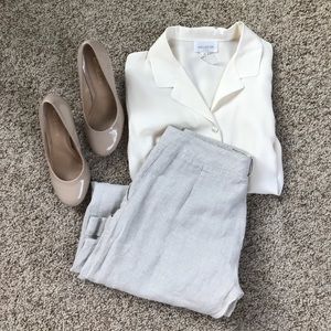 Armani Collezioni Beige and White Casual Pants